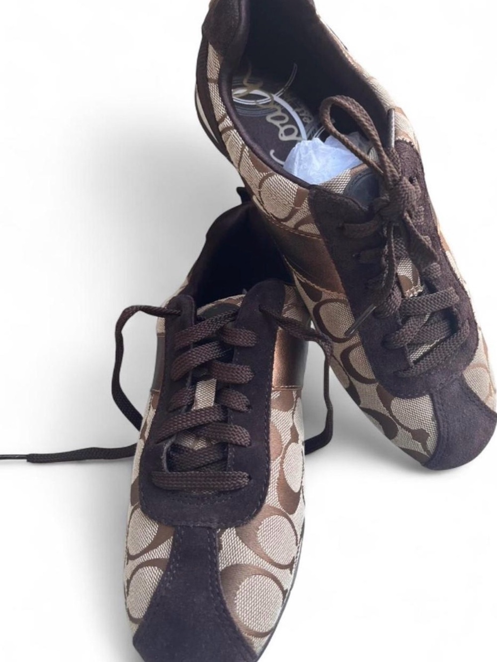 Coach Brown Logo-Print Lace-Up Sneakers